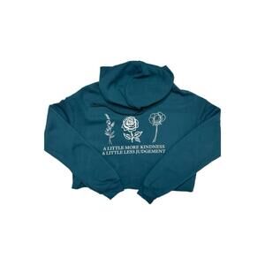 NEW HOT OFF THE PRESS women's kindness crop hoodies in atlantic